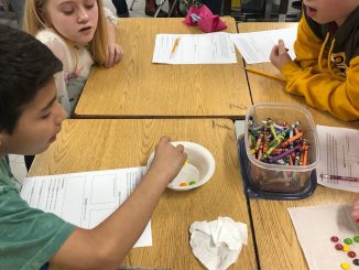 Students used candy to demonstrate the effects of weathering and erosion.